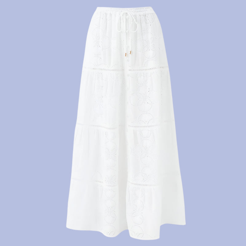 'Cinzia' White Skirt, by Melissa Odabash (pack shot, front view).