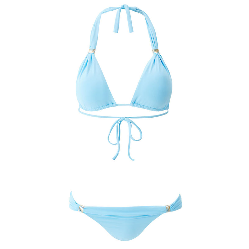 Grenada' Pale Blue Halterneck Bikini Set, by Melissa Odabash (pack shot, front).