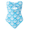 'Lucca' Lotus Blue Bandeau Swimsuit, by Melissa Odabash (pack shot, front view).