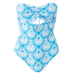 'Lucca' Lotus Blue Bandeau Swimsuit, by Melissa Odabash (pack shot, front view).