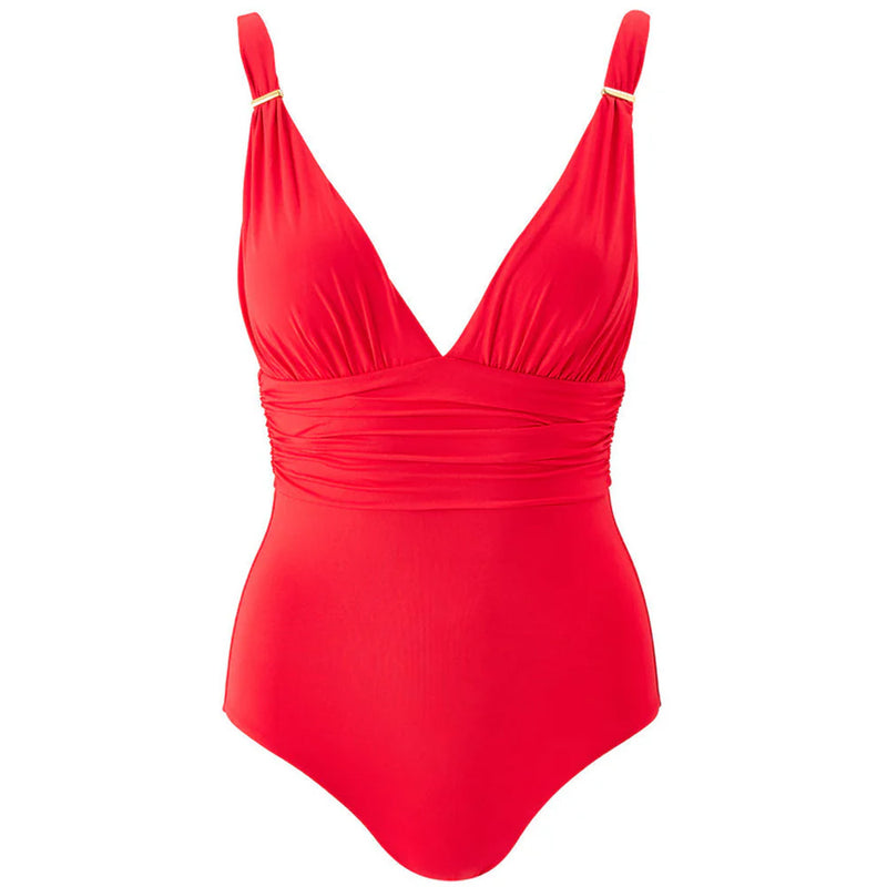 'Panarea' Red Swimsuit, by Melissa Odabash (pack shot, front view).