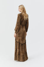 Model wearing 'Skylar' Cheetah Dress, by Melissa Odabash (back view).