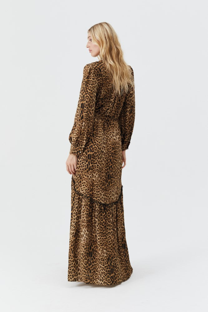 Model wearing 'Skylar' Cheetah Dress, by Melissa Odabash (back view).