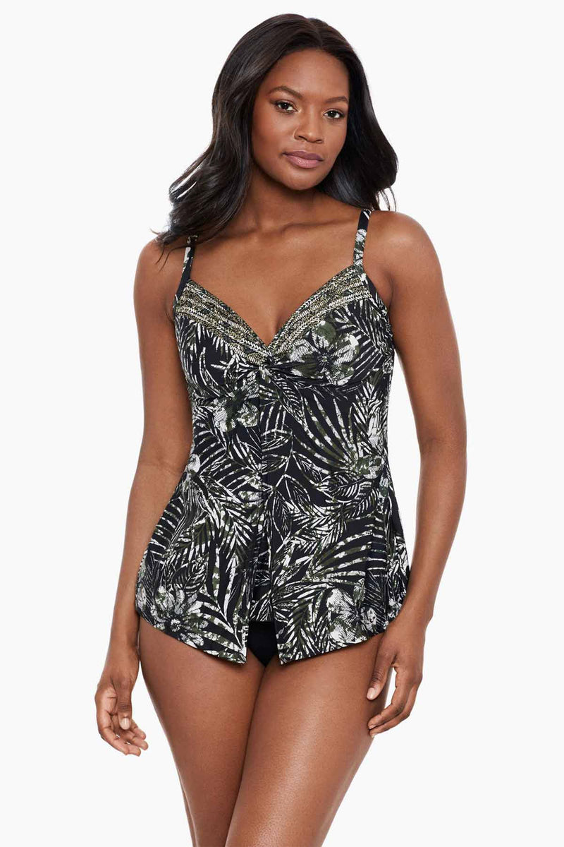 Miraclesuit Zahara collection 'Love Knot' Tankini in Black/Multi Swimsuit Miraclesuit   