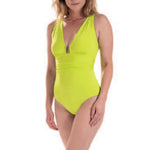 Nicole Olivier 'Acacia' Plunge Swimsuit (lime green)