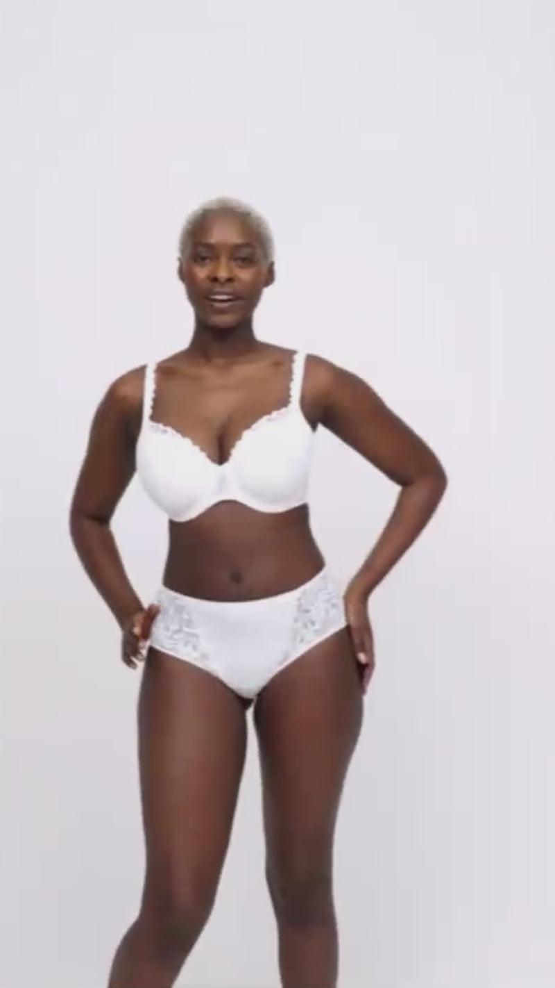 Model wearing 'Rupi' White Full Brief, by PrimaDonna Twist.