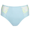 Model wearing 'Deauville' Milky Blue Full Brief, by PrimaDonna (pack shot, front view).