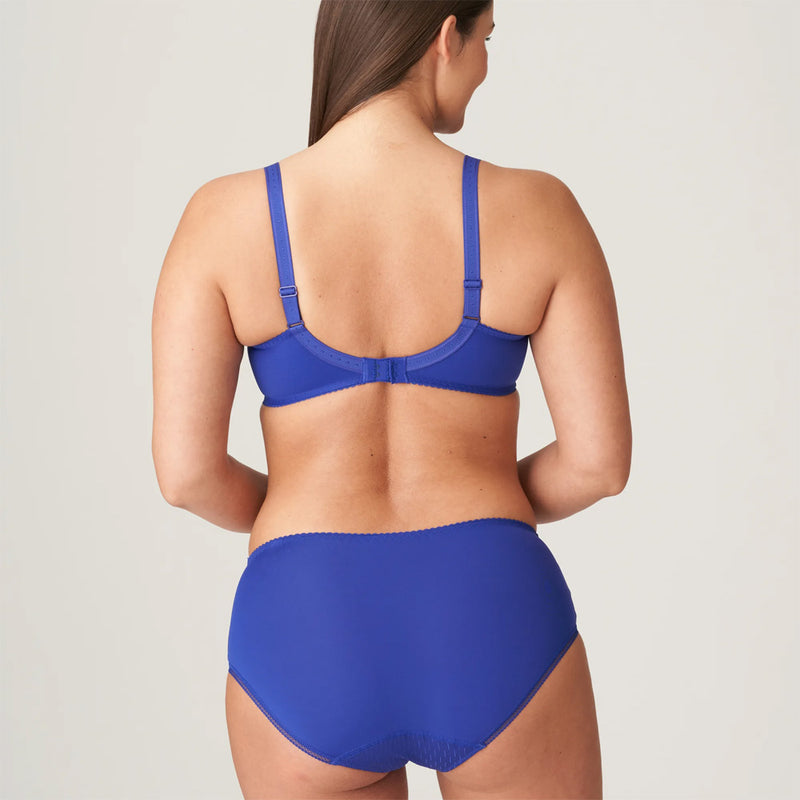 Model wearing 'Orlando' Full Brief and bra in Crazy Blue by PrimaDonna (back view).