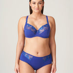 Model wearing 'Orlando' Full Brief and bra in Crazy Blue by PrimaDonna (front view).