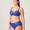 Model wearing 'Orlando' Full Brief and bra in Crazy Blue by PrimaDonna (side view).