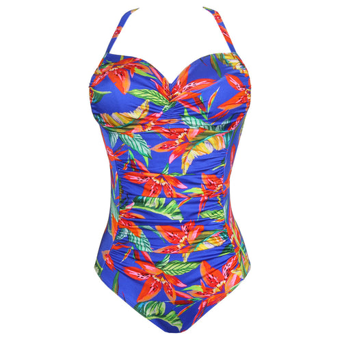 'Latakia' Full Cup Control Swimsuit (Multicolour), by PrimaDonna (pack shot showing halterneck straps).