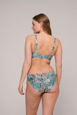 Model wearing 'Riyad' Multicolour Full Cup Bikini Set, by PrimaDonna (back view).