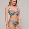 Model wearing 'Riyad' Multicolour Full Cup Bikini Set, by PrimaDonna (front view).