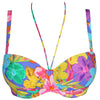 'Sazan' Bikini Top in Blue Bloom (Multicolour), by PrimaDonna (pack shot, front view with shoulder and neck straps)