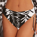 Model wearing 'Adara' Black and White Bikini Brief, by Roidal.