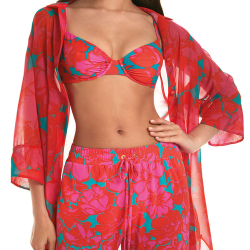 Roidal Floreale collection 'Ares' Beach Shirt/Tunic in Crimson