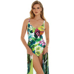 Model wearing Roidal Tropic collection 'Aina' Soft Cup Swimsuit (Multicolour)