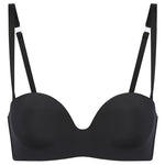 'Essentiel' Black Multi-Position Strapless Bra, by Simone Pérèle (pack shot, front view).