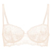 Model wearing S'Intrigue' Pink Half Cup Bra, by imone Pérèle (pack shot, front view).
