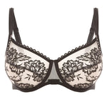 'Romance' Dark Brown Squared Neckline Full Cup Bra, by Simone Pérèle (pack shot, front view).