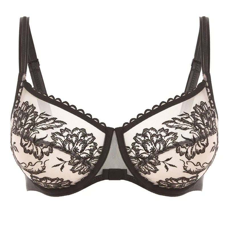 'Romance' Dark Brown Squared Neckline Full Cup Bra, by Simone Pérèle (pack shot, front view).