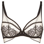 'Romance' Dark Brown Underwired Plunge Bra, by Simone Pérèle (pack shot, front view).
