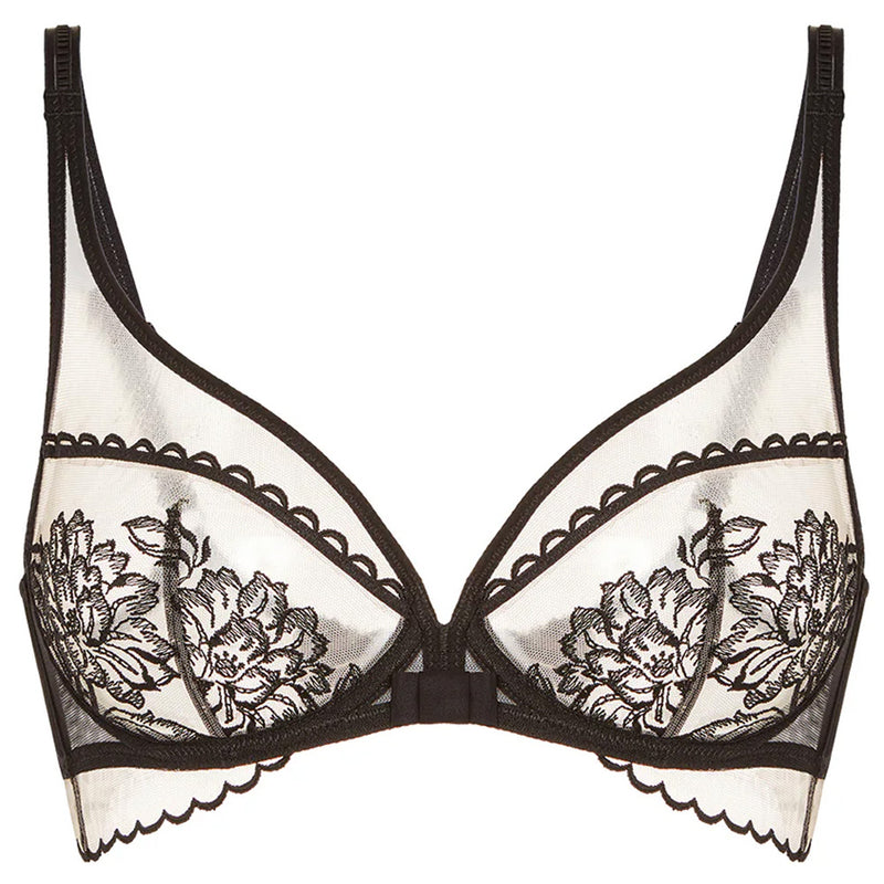 'Romance' Dark Brown Underwired Plunge Bra, by Simone Pérèle (pack shot, front view).