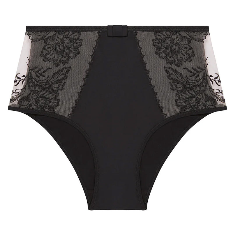 'Romance' Dark Brown Deep Brief, by Simone Pérèle (pack shot, front view).