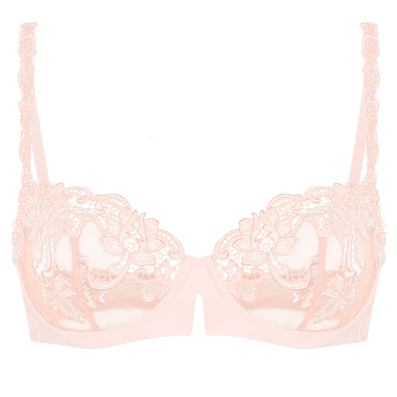 'Saga' Pale Pink Half Cup Bra, from Simone Pérèle (pack shot, front view).