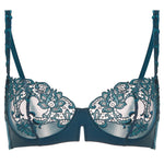 'Saga' Teal Half Cup Bra, by Simone Pérèle (pack shot, front view).