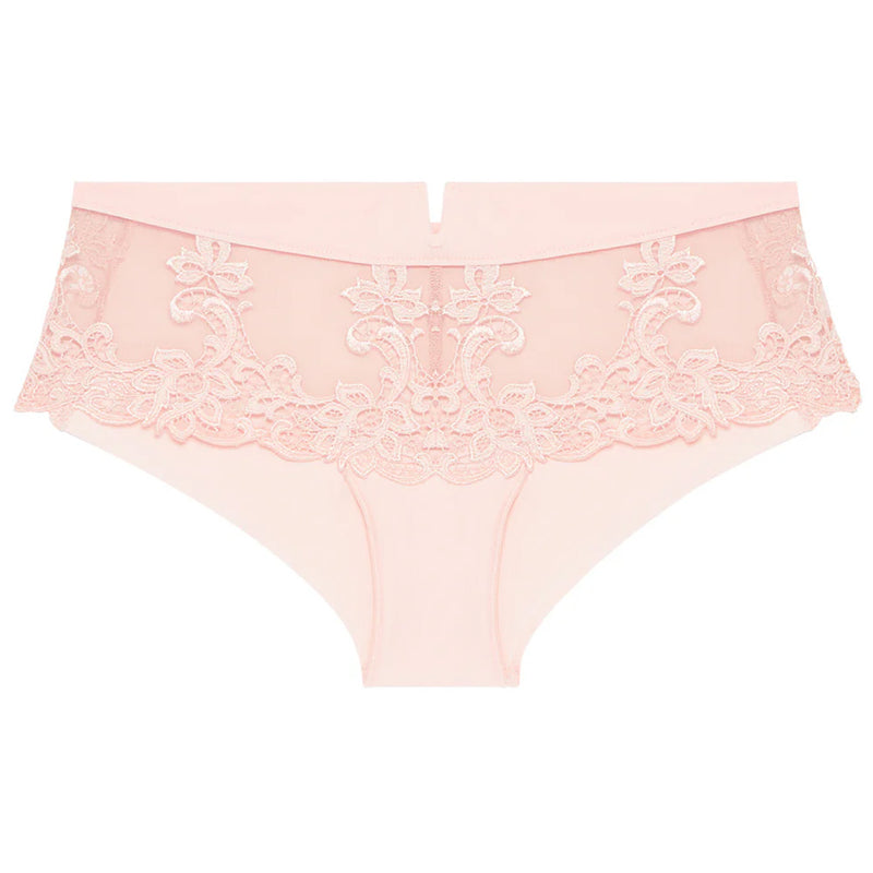 'Saga' Pale Pink Shorty, by Simone Pérèle (pack shot, front view).