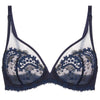 'Wish' Midnight Blue Underwired Full Cup Plunge Bra, by Simone Pérèle (pack shot, front view).