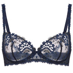 'Wish' Midnight Blue Half Cup Bra, by Simone Pérèle (pack shot, front view).