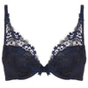 'Wish' Midnight Blue Plunging Push-Up Bra, by Simone Pérèle (pack shot, front view).