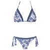 Barth Collection Blue-on-White Triangle Halterneck Bikini Set. by Tessy (pack shot, front view).