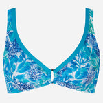 Coral collection 'Arlet' Bikini Top in Blue, by Tessy (pack shot, front).