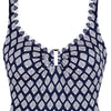 Habana collection 'Bambu' White-on-Navy-Blue Padded Swimsuit, by Tessy (pack shot, detail).