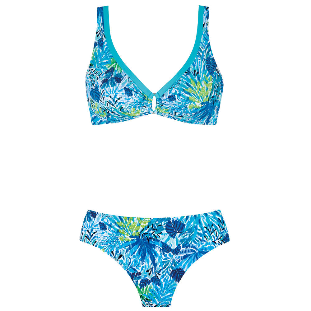 Tessy Haiti collection Blue 'V' Neck Bikini Set (pack shot, front).