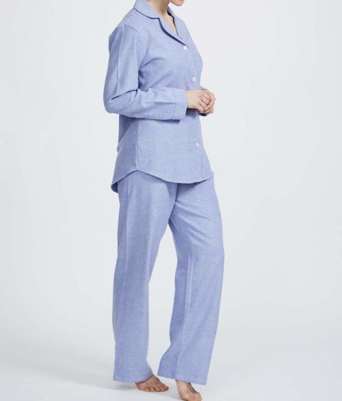 British Boxers Two-Fold Herringbone (Staffordshire Blue) Pyjamas - Sandra Dee - Product Shot - Front