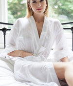 Cottonreal 'Cotton Lawn' (White) Nakai Kimono/Robe - Sandra Dee - Model Shot - Front