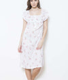 Cottonreal 'Rosebud Stripe' (Floral White) Zaida Nightdress - Sandra Dee - Model Shot - Front