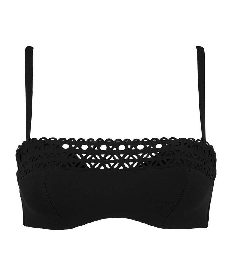 Lise Charmel 'Ajourage Couture' (Black) Padded Underwired Bandeau Bikini Bra - Sandra Dee - Product Shot - Front