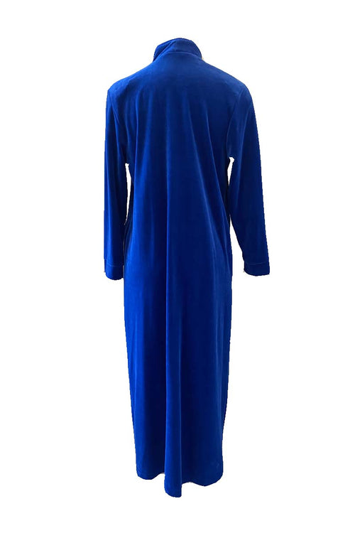Diamond Tea Cotton Electric Blue Velour Lounger Robe