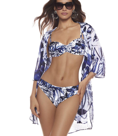 Roidal Blue Palm Tina Underwired Bikini with Mid Rise Brief